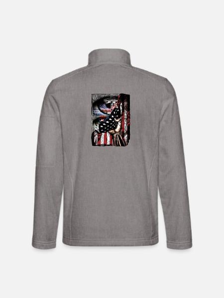 Glaubensflagge Patriotischer Ausdruck - Unisex Softshelljacke - Grau meliert - Hinten