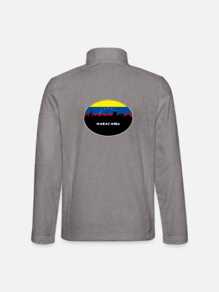 Maracaibo-Venezuela-Flaggen-Skyline-Schattenbild-Reise - Unisex Softshelljacke - Grau meliert - Hinten