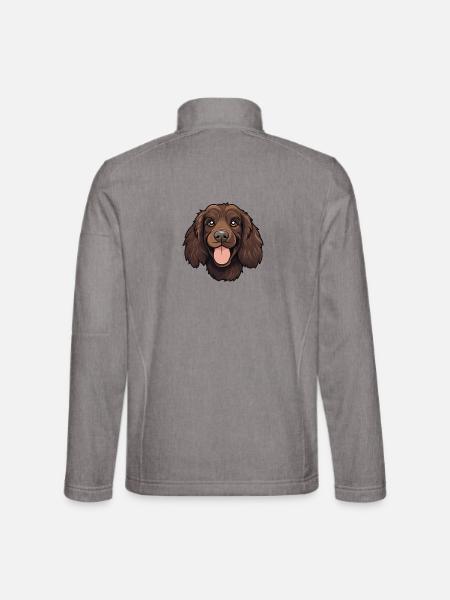Boykin Spaniel Hunderasse Aquarell Karikatur Kawaii - Unisex Softshelljacke - Grau meliert - Hinten