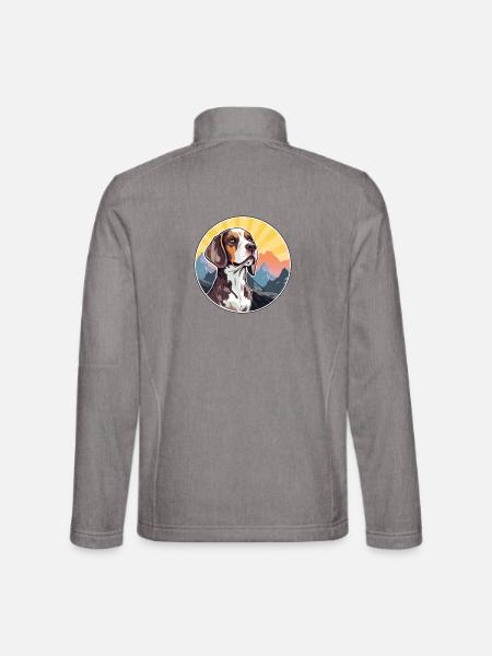 Braque Auvergne Hunderasse Cartoon Kawaii Watercolo - Unisex Softshelljacke - Grau meliert - Hinten