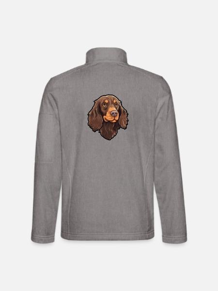 Boykin Spaniel Hunderasse Cartoon Kawaii Illustrati - Unisex Softshelljacke - Grau meliert - Hinten