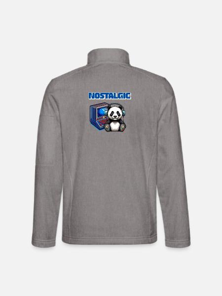 Nostalgie Panda Retro Gaming Motiv - Unisex Softshelljacke - Grau meliert - Hinten