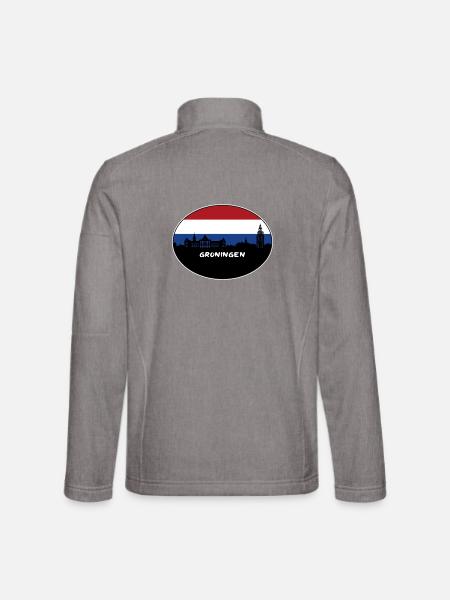 Groningen Niederlande Flagge Skyline Silhouette Trav - Unisex Softshelljacke - Grau meliert