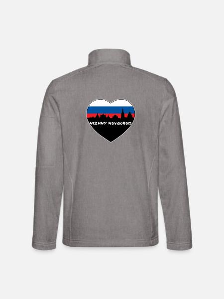 Nischni Nowgorod Russland Flag Skyline Travel Souveni - Unisex Softshelljacke - Grau meliert - Hinten
