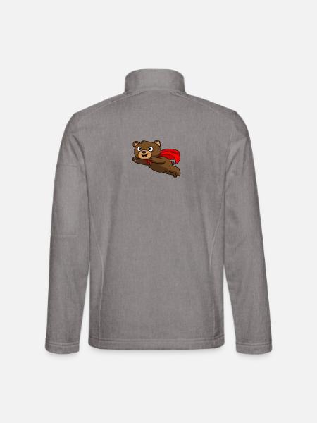 Super Bär Held - Unisex Softshelljacke - Grau meliert - Hinten