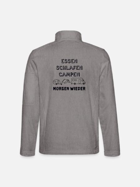 essen schlafen campen - Unisex Softshelljacke - Grau meliert - Hinten