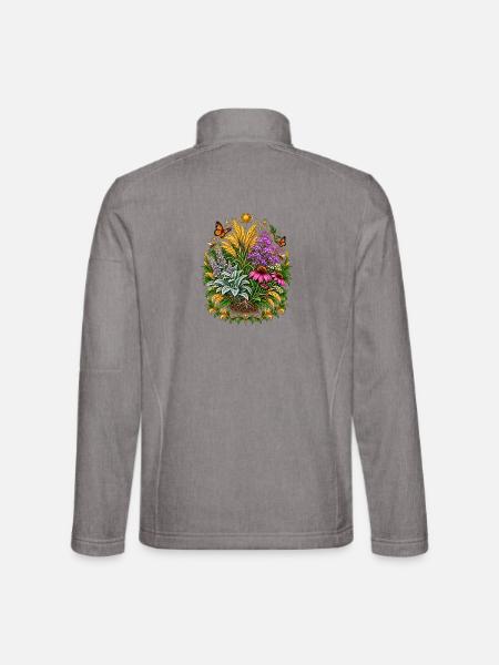 Sonnenmond Blumenkranz - Unisex Softshelljacke - Grau meliert - Hinten