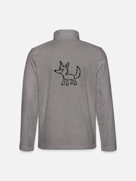 Kindliche Wolf-Kritzelei - Unisex Softshelljacke - Grau meliert - Hinten