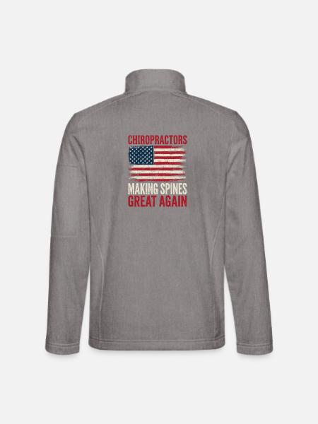 Chiropraktiker machen Wirbelsäulen wieder großartig – Chiropraktiker - Unisex Softshelljacke - Grau meliert - Hinten