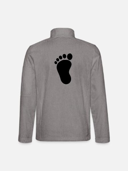 Babyfuß schwarz Geschenk zur Geburt Taufe - Unisex Softshelljacke - Grau meliert - Hinten
