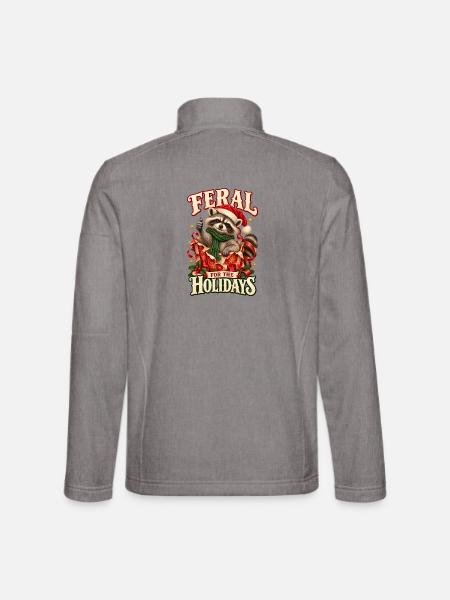 Feral For The Holidays Waschbär Weihnachten Humor - Unisex Softshelljacke - Grau meliert - Hinten