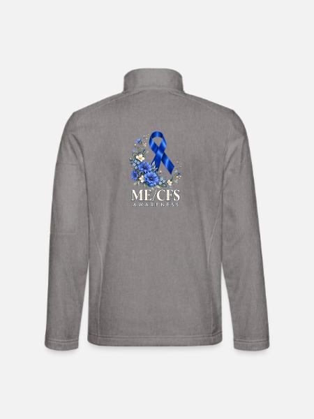 ME/CFS Awareness Blaue Schleife Blumen Solidarität - Unisex Softshelljacke - Grau meliert - Hinten
