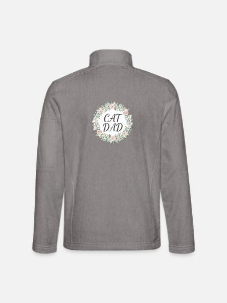 Katzenpapa-T-Shirt — Aquarell-Blumenkatzenliebhaber - Unisex Softshelljacke - Grau meliert - Hinten