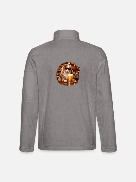 Australian Shepherd Trinken – Aussie Hundeliebhaber - Unisex Softshelljacke - Grau meliert - Hinten