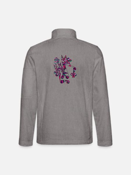 Geometrisches Farbgewitter Abstract - Unisex Softshelljacke - Grau meliert - Hinten