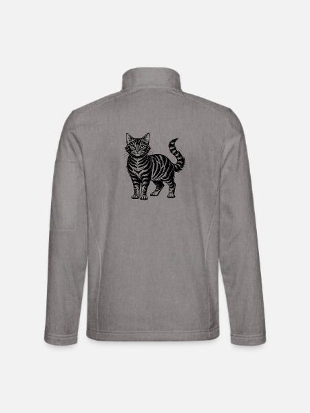 Getigerte Katze - Unisex Softshelljacke - Grau meliert - Hinten