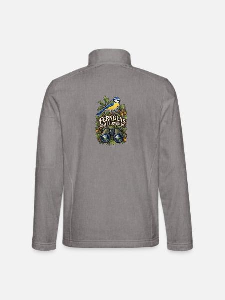 Blaumeise - Vogel Fernglas Naturgenuss - Unisex Softshelljacke - Grau meliert - Hinten