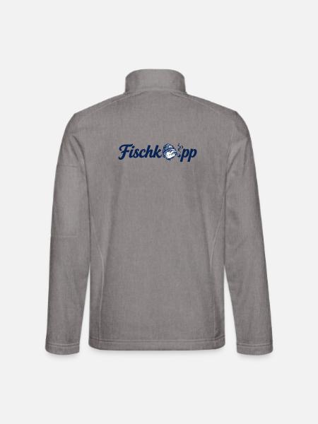 Fischkopp - Fisch - Nordsee - Ostsee - Spruch - Unisex Softshelljacke - Grau meliert - Hinten