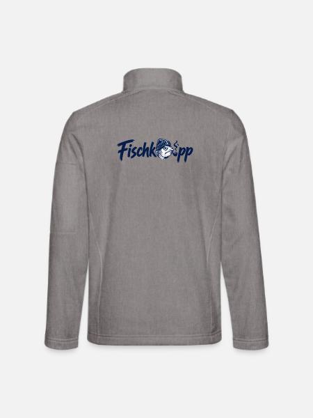 Fischkopp - Fisch - Nordsee - Ostsee - Spruch - Unisex Softshelljacke - Grau meliert - Hinten