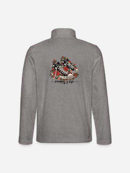 Symbol des Lebens — Sneakers & Rosen - Unisex Softshelljacke - Grau meliert - Hinten