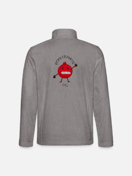 PomeGranate – wütender Granatapfel, Hitzkopf - Unisex Softshelljacke - Grau meliert - Hinten