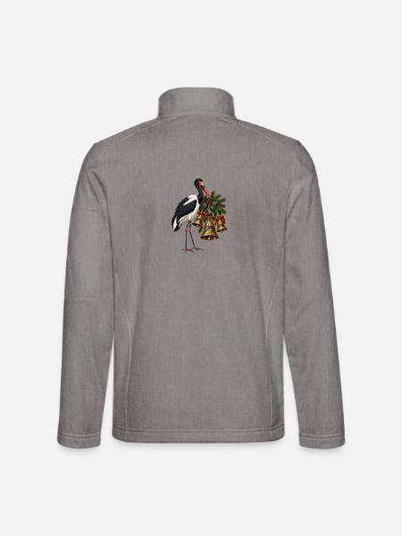 Sattelstorch an festlichen Weihnachtsglocken - Unisex Softshelljacke - Grau meliert - Hinten