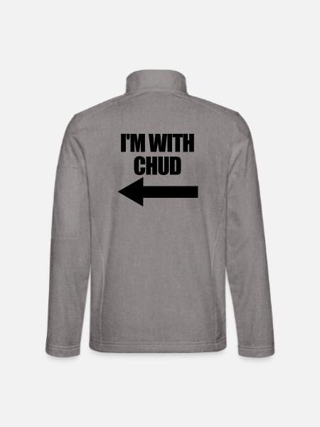 Ich bin bei Chud Arrow Left Funny Chud - Unisex Softshelljacke - Grau meliert - Hinten