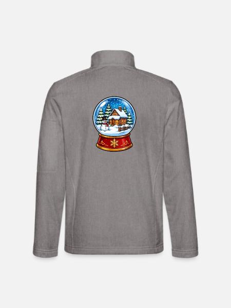 Winterwald Schneekugel Motive - Unisex Softshelljacke - Grau meliert - Hinten