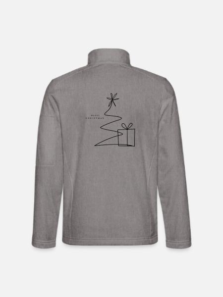 One Line Christmas Tree & Gift - Unisex Softshelljacke - Grau meliert - Hinten