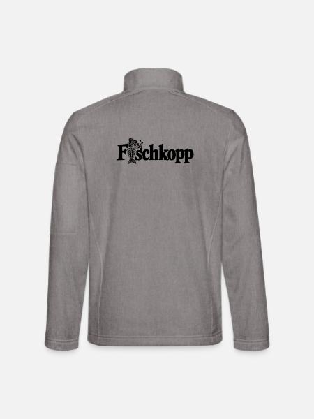 Fischkopp - Ostsee - Nordsee - Norddeutsch maritim - Unisex Softshelljacke - Grau meliert - Hinten