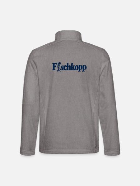 Fischkopp - Ostsee - Nordsee - Norddeutsch maritim - Unisex Softshelljacke - Grau meliert - Hinten