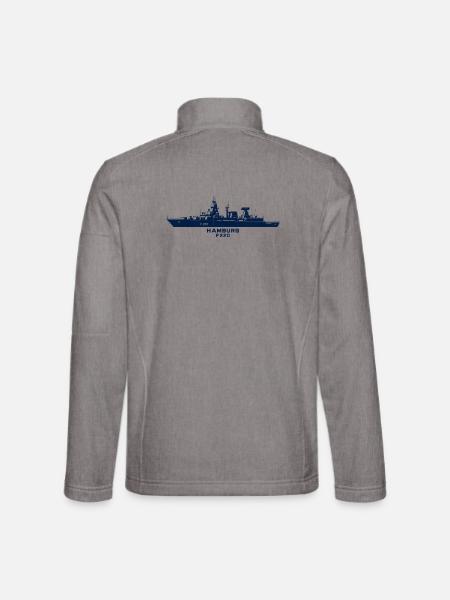Hamburg F220 – Minimalistische Silhouette - Unisex Softshelljacke - Grau meliert - Hinten