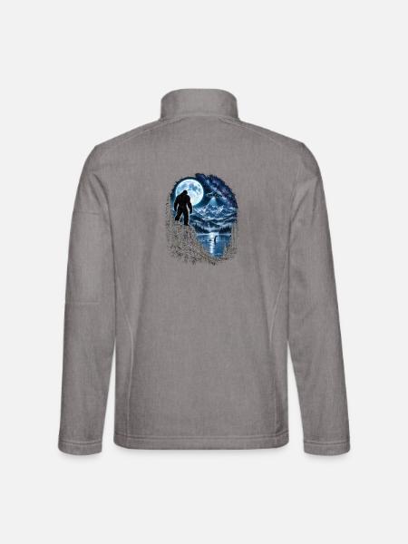 Bigfoot Alien UFO Loch Ness Weltraum Szene Kryptid - Unisex Softshelljacke - Grau meliert - Hinten