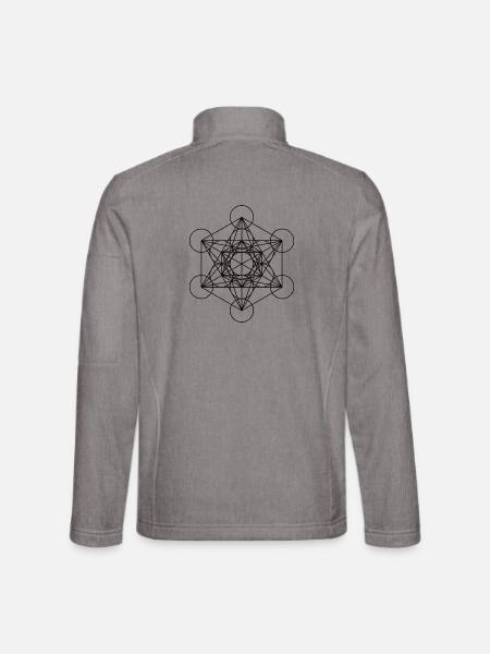 Metatron Cube T-Shirt - Unisex Softshelljacke - Grau meliert - Hinten