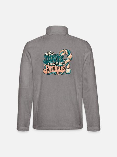 Ich bezweifle es, also bin ich müde? - Unisex Softshelljacke - Grau meliert - Hinten