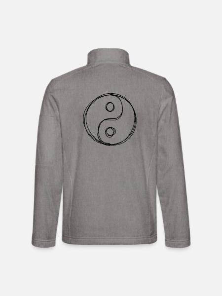 Yin und Yang handgezeichnet - Unisex Softshelljacke - Grau meliert - Hinten