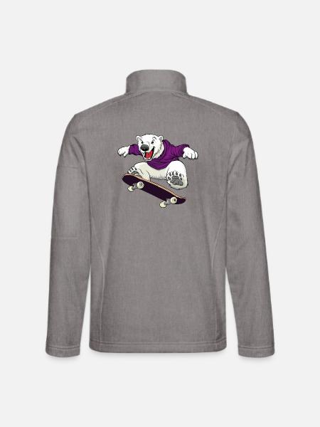 Skater Eisbär Skateboard - Unisex Softshelljacke - Grau meliert - Hinten