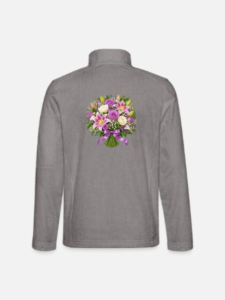 Pastellrosenlilienstrauß mit Lavendel - Unisex Softshelljacke - Grau meliert