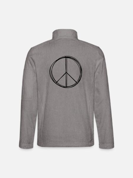Friedenszeichen handgezeichnet - Unisex Softshelljacke - Grau meliert - Hinten