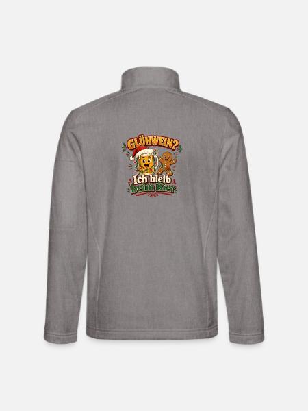 Glühwein? Ich bleib beim Bier! - Unisex Softshelljacke - Grau meliert - Hinten