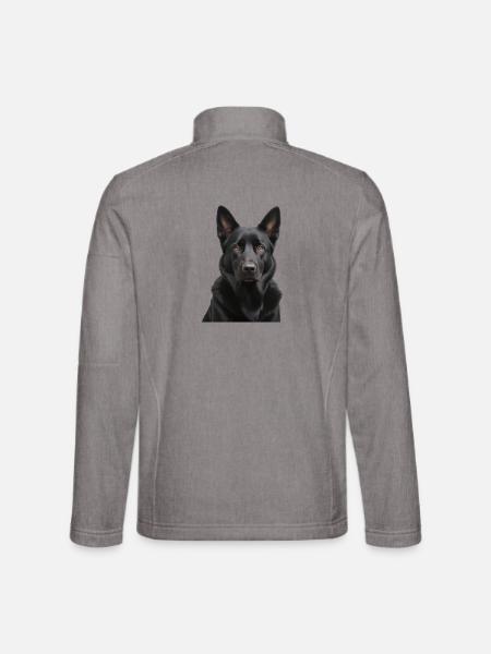Schwarzer Schäferhund Portrait - Unisex Softshelljacke - Grau meliert - Hinten