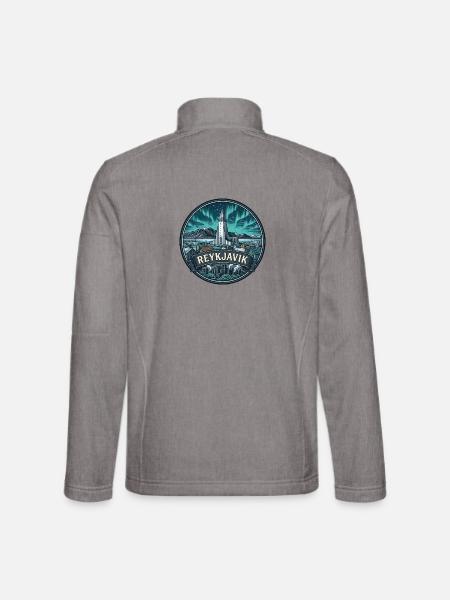 Reykjavik Island Reiseabzeichen Kirchensouvenir - Unisex Softshelljacke - Grau meliert - Hinten