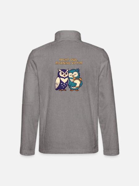 Nachteule Morgenopfer Lustige Eule - Unisex Softshelljacke - Grau meliert - Hinten