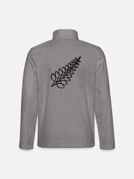 Farn handgezeichnet - Unisex Softshelljacke - Grau meliert - Hinten