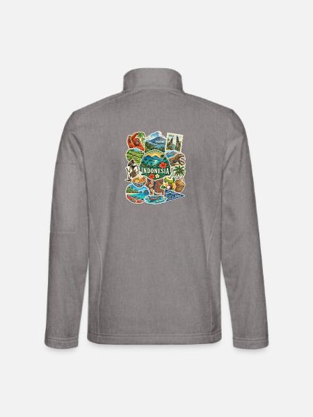 Indonesien Reisesticker - Unisex Softshelljacke - Grau meliert - Hinten
