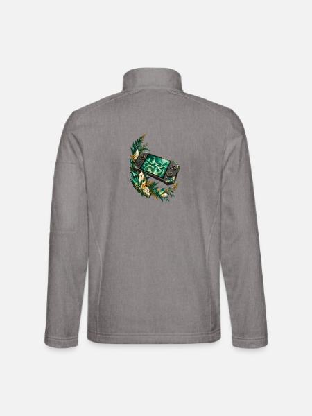 Kristallkonsole im smaragdgrünen Farnbogen - Unisex Softshelljacke - Grau meliert - Hinten