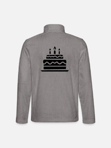 Geburtstagskuchen mit Kerzen Geschenk Geburtstag - Unisex Softshelljacke - Grau meliert - Hinten