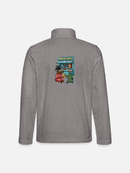 Moin Dackel Imbiss Wurst Futuristisch Schildkröte - Unisex Softshelljacke - Grau meliert - Hinten