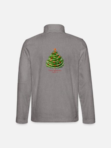 Weihnachtsbaum mit Kugeln. - Unisex Softshelljacke - Grau meliert - Hinten