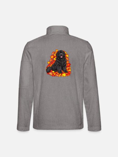Neufundländer mit Ahornlaub - Unisex Softshelljacke - Grau meliert